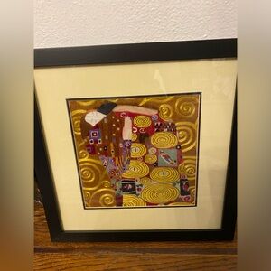 Couple Embracing Silk Embroidered Picture